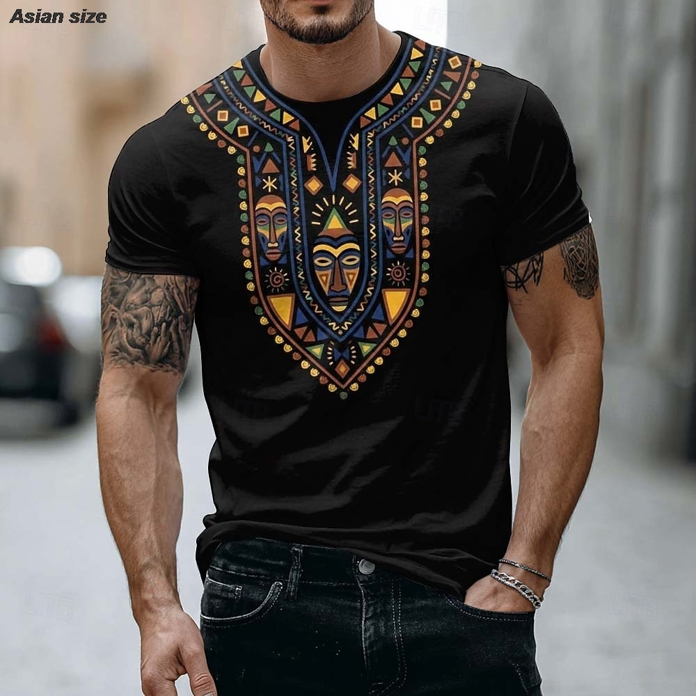 Dashiki Shirt Men - تي شيرت رجالي بتصميم قناع أفريقي