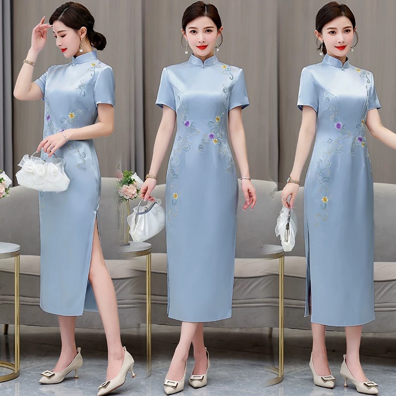 Ao Dai Vietnam Dress - المرأة العرقية نمط Aodai شيونغسام زهرة
