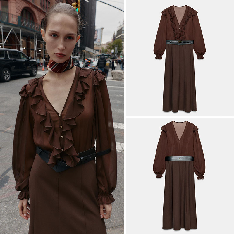 Ethnic Fashion Wear For Women - فستان ميدي أنيق بياقة على شكل