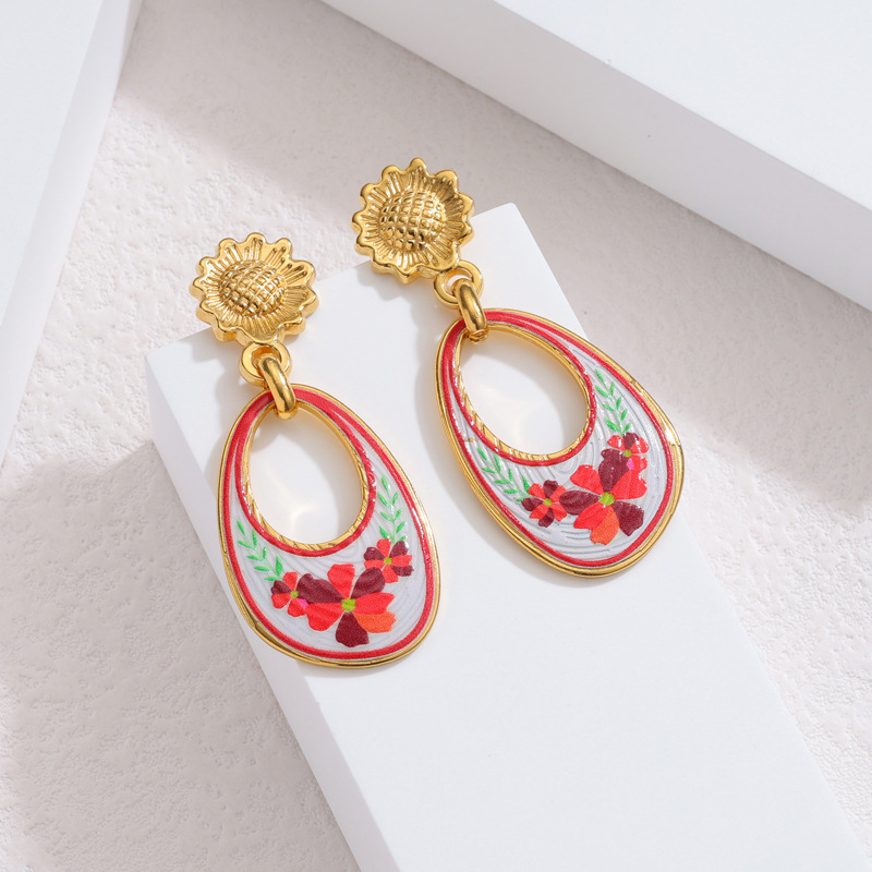 Ethnic Fashion Wear For Women - أقراط نسائية بتصميم عرقي بنمط زهور