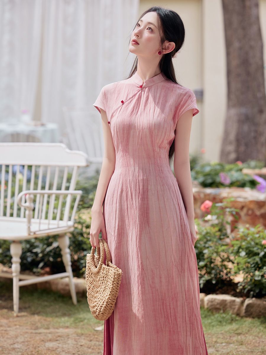 فستان طويل كلاسيكي مع بنطال لل - مراجعة Ao Dai Vietnam Dress وسعره