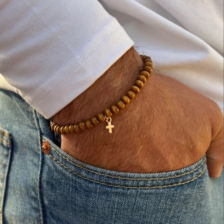 سوار خشبي مزين بالخرز للرجال،  - مراجعة Fashion Ethnic Wear For Men وسعره