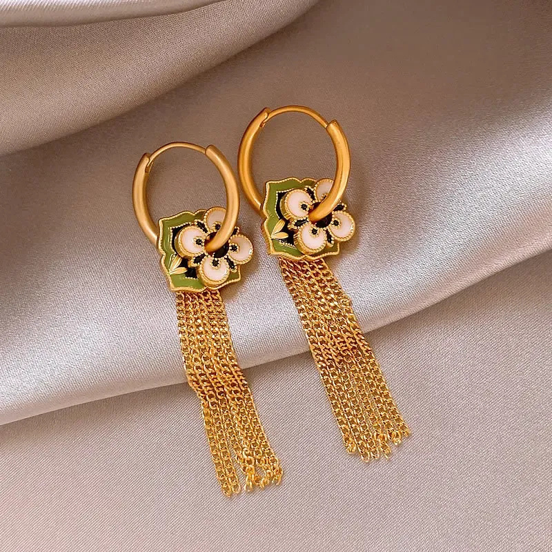 أقراط شرابة ذهبية على شكل زهرة - مراجعة Ethnic Fashion Way وسعره
