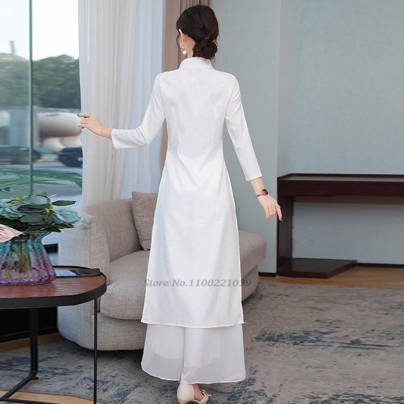 2026 طقم فستان وبنطلون نسائي ت - مراجعة Ao Dai Vietnam Dress وسعره