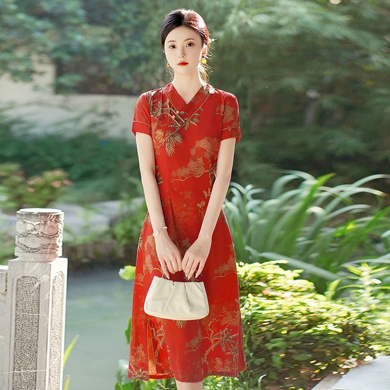 فيتنام Aodai شيونغسام خمر زهرة - مراجعة Ao Dai Vietnam Dress وسعره