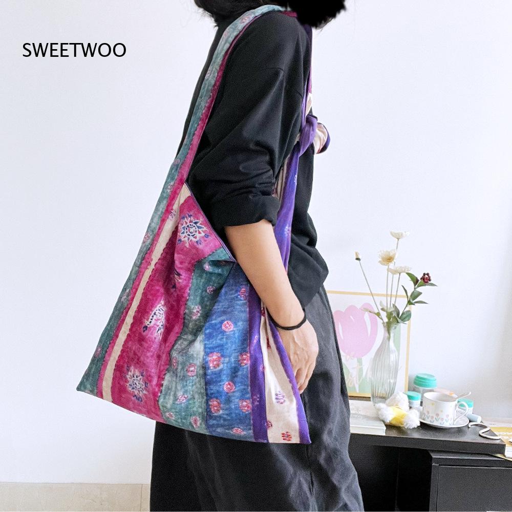 حقيبة حمل قطنية بنفسجية بتصميم - مراجعة Ethnic Fashion Way وسعره