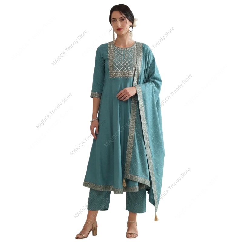 طقم نسائي هندي من 3 قطع باللون - مراجعة Salwar Kameez Set وسعره