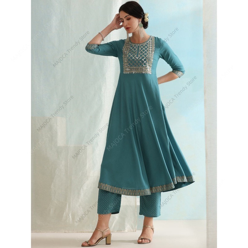 طقم نسائي هندي من 3 قطع باللون - مراجعة Salwar Kameez Set وسعره