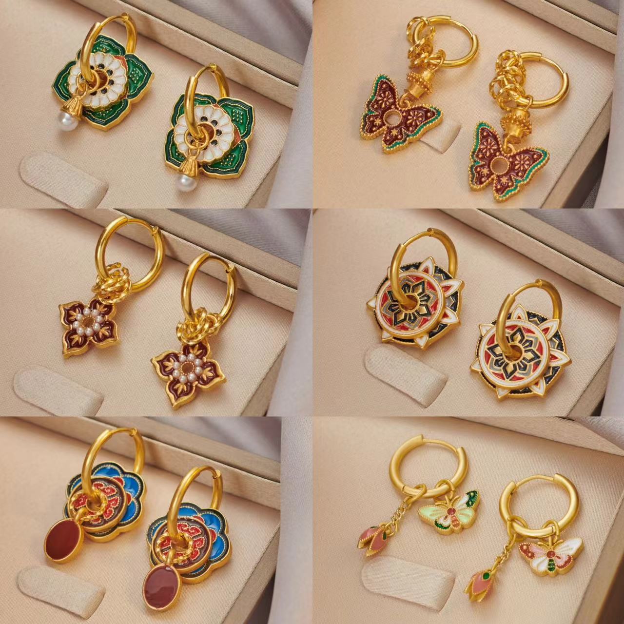 أقراط مينا صينية عتيقة مطلية ب - مراجعة Ethnic Fashion Way وسعره