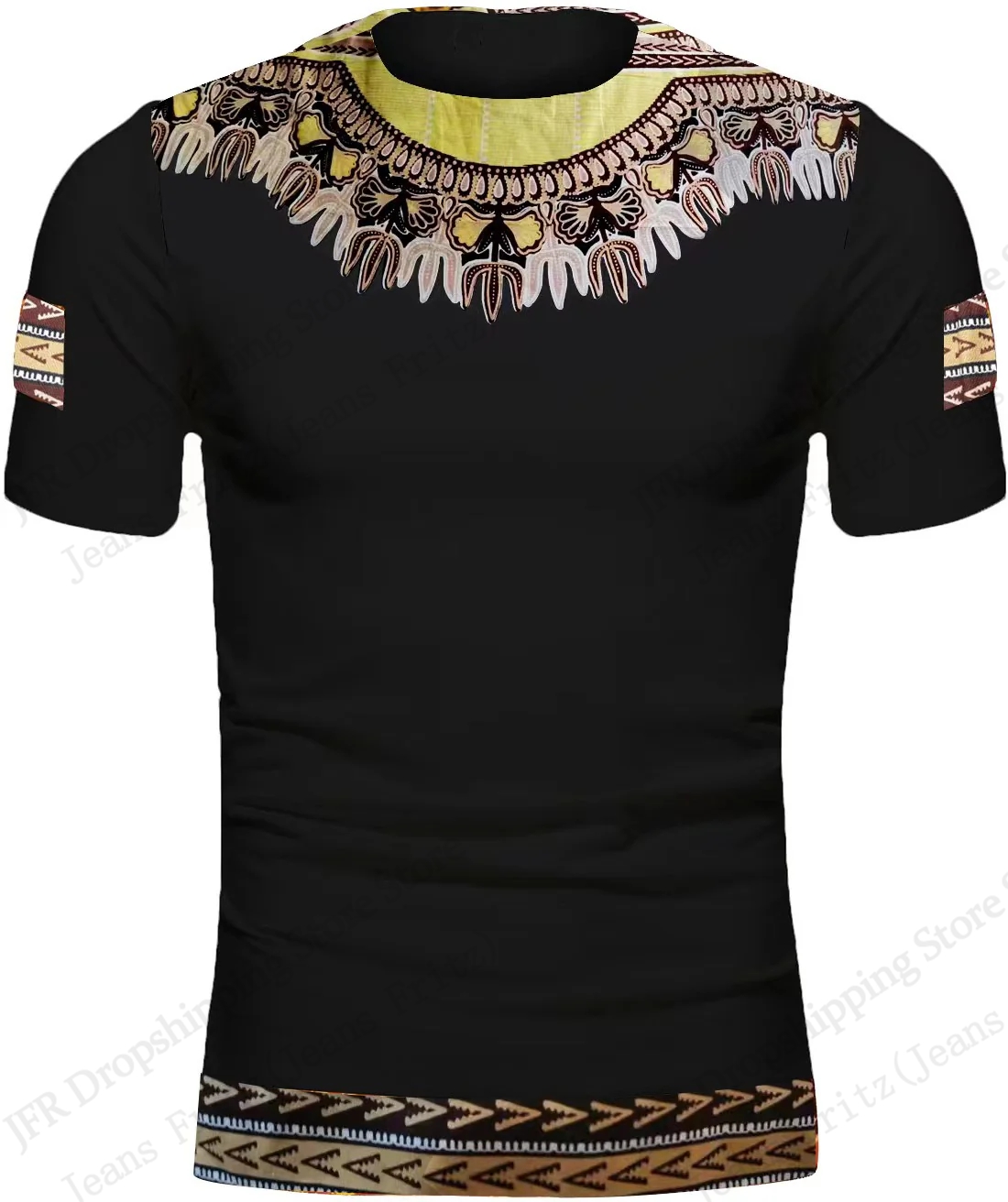 قميص داشيكي بطباعة ثلاثية الأب - مراجعة Dashiki Shirt Men وسعره